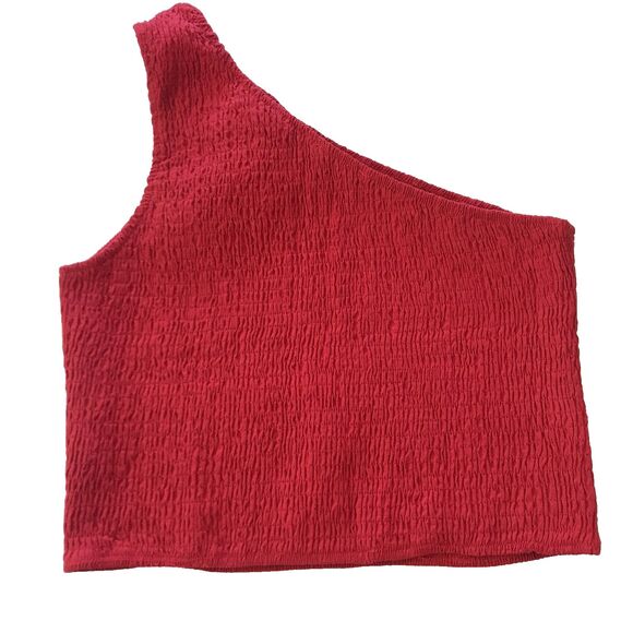 Pretty Garden Woman's Vibrant Red One Shoulder Crop Top Size L - Picture 1 of 6